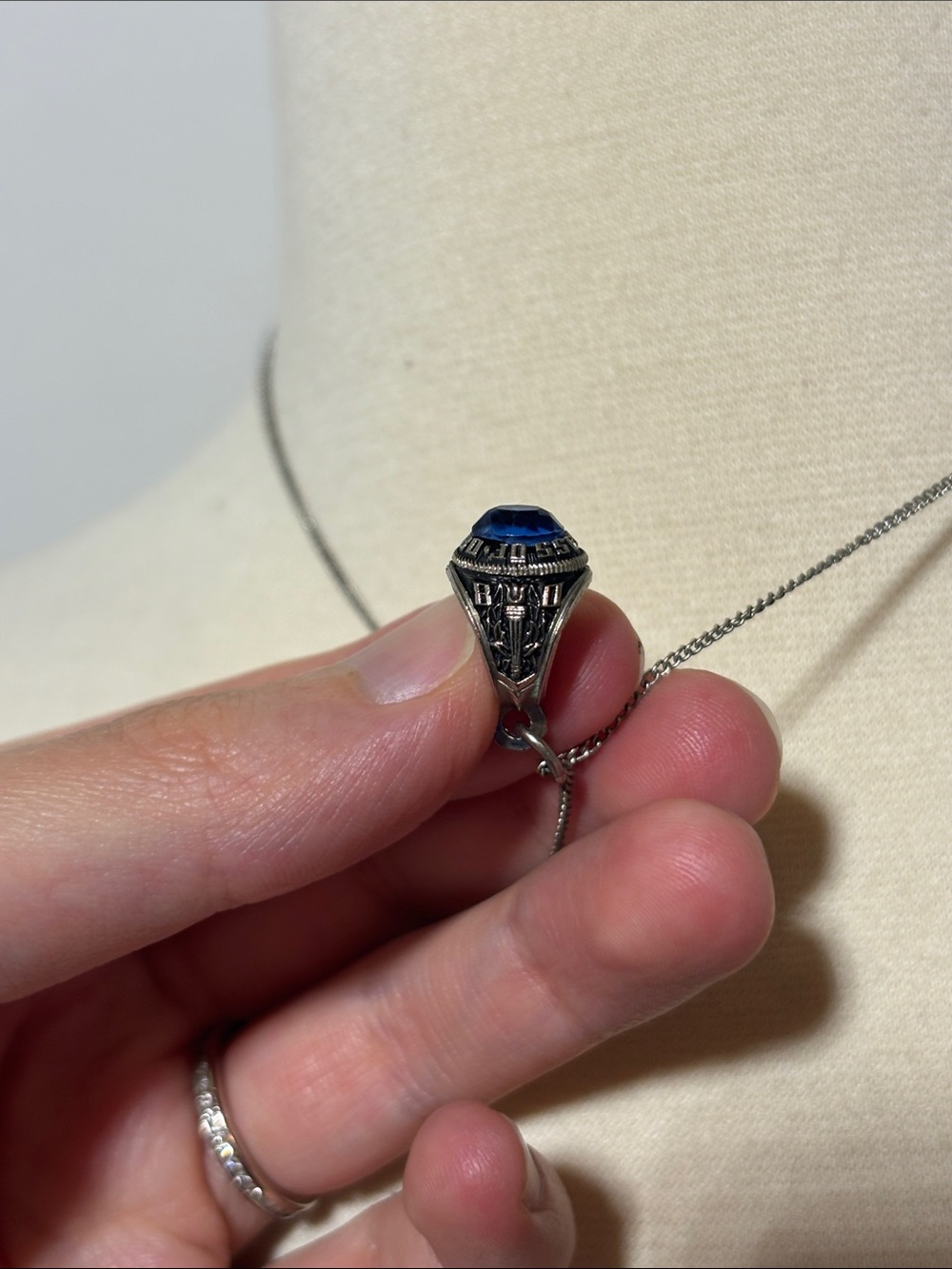 Vintage 1980s Miniature Class Ring Charm Necklace